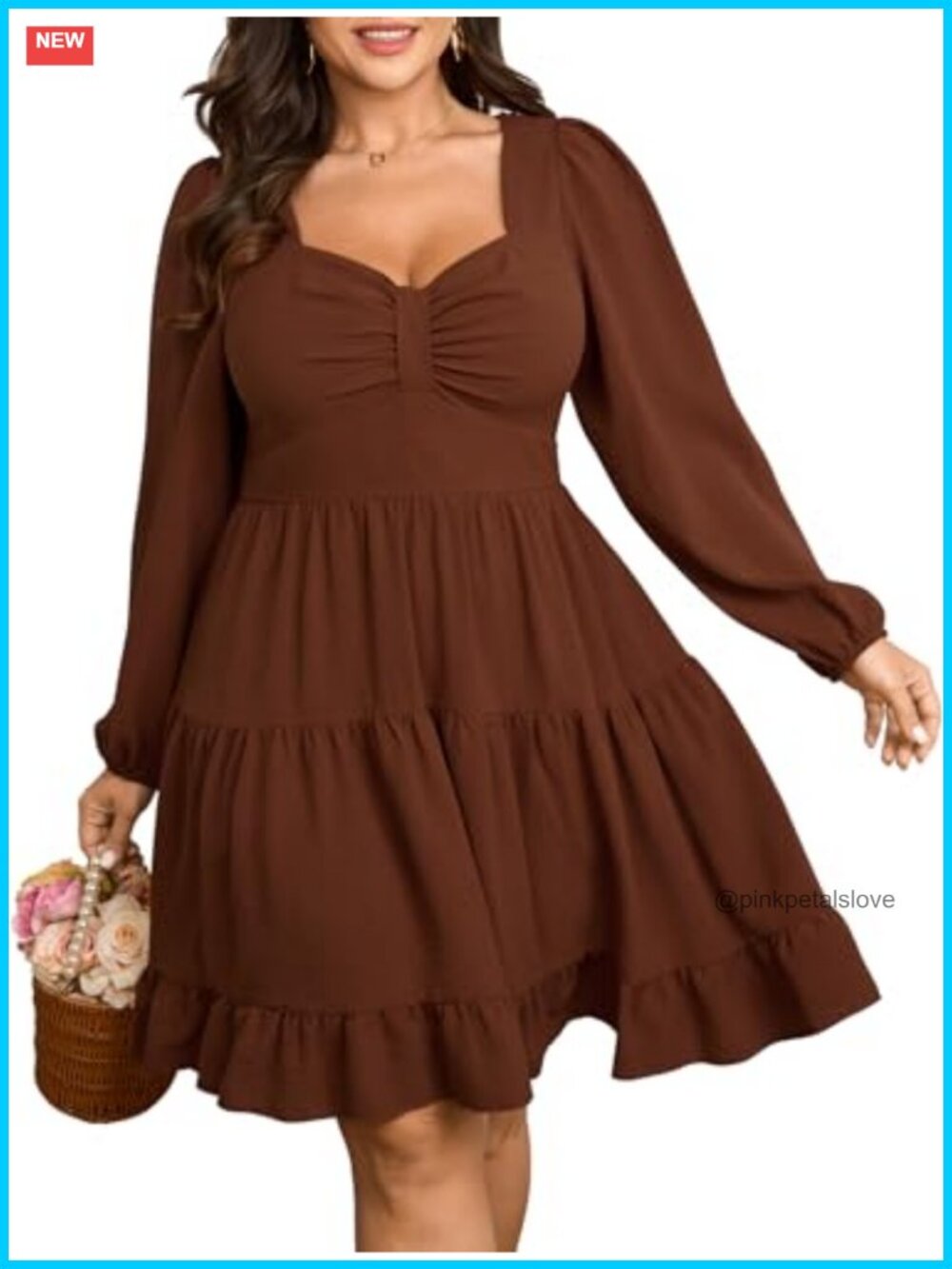 Plus Size Cocktail Mini Dress Long Sleeve Sweetheart A-Line